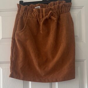 Elegant Tan Corduroy Mini Skirt